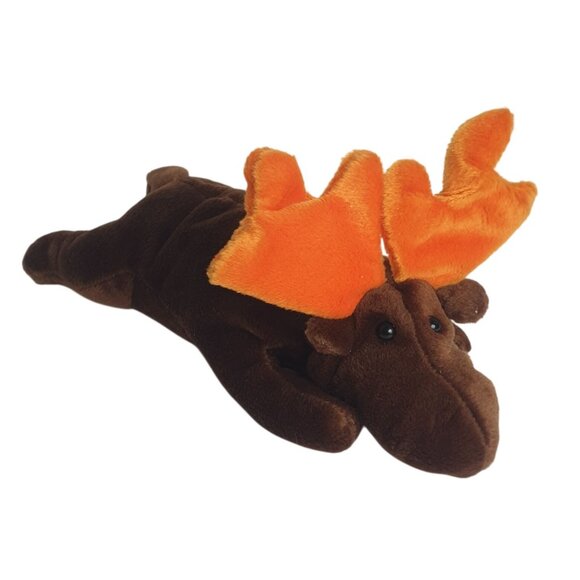 Chocolate The Moose Plush 9" Stuffed Animal Toy Orange Antlers Kids Beanie - Picture 2 of 7